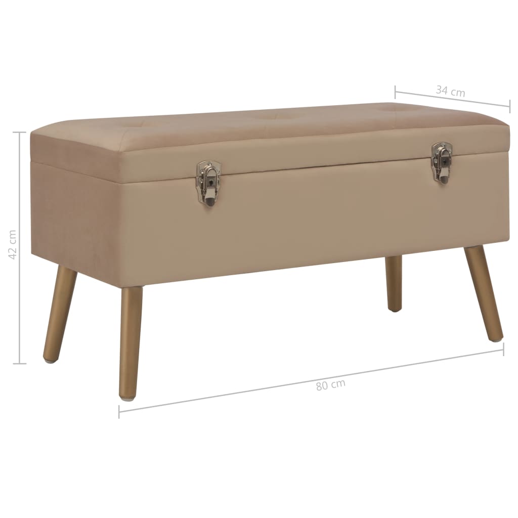 Banc avec compartiment de rangement 80 cm Beige Velours - XIOS