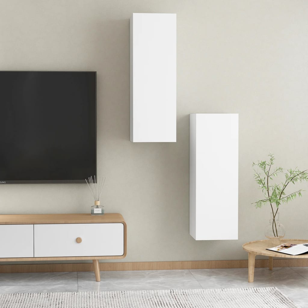 Meubles TV 2 pcs Blanc 30,5x30x90 cm Bois d’ingénierie - XIOS