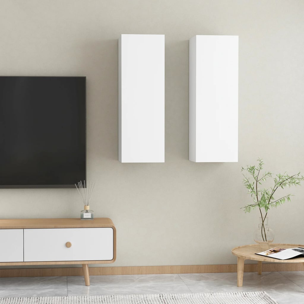 Meubles TV 2 pcs Blanc 30,5x30x90 cm Bois d’ingénierie - XIOS