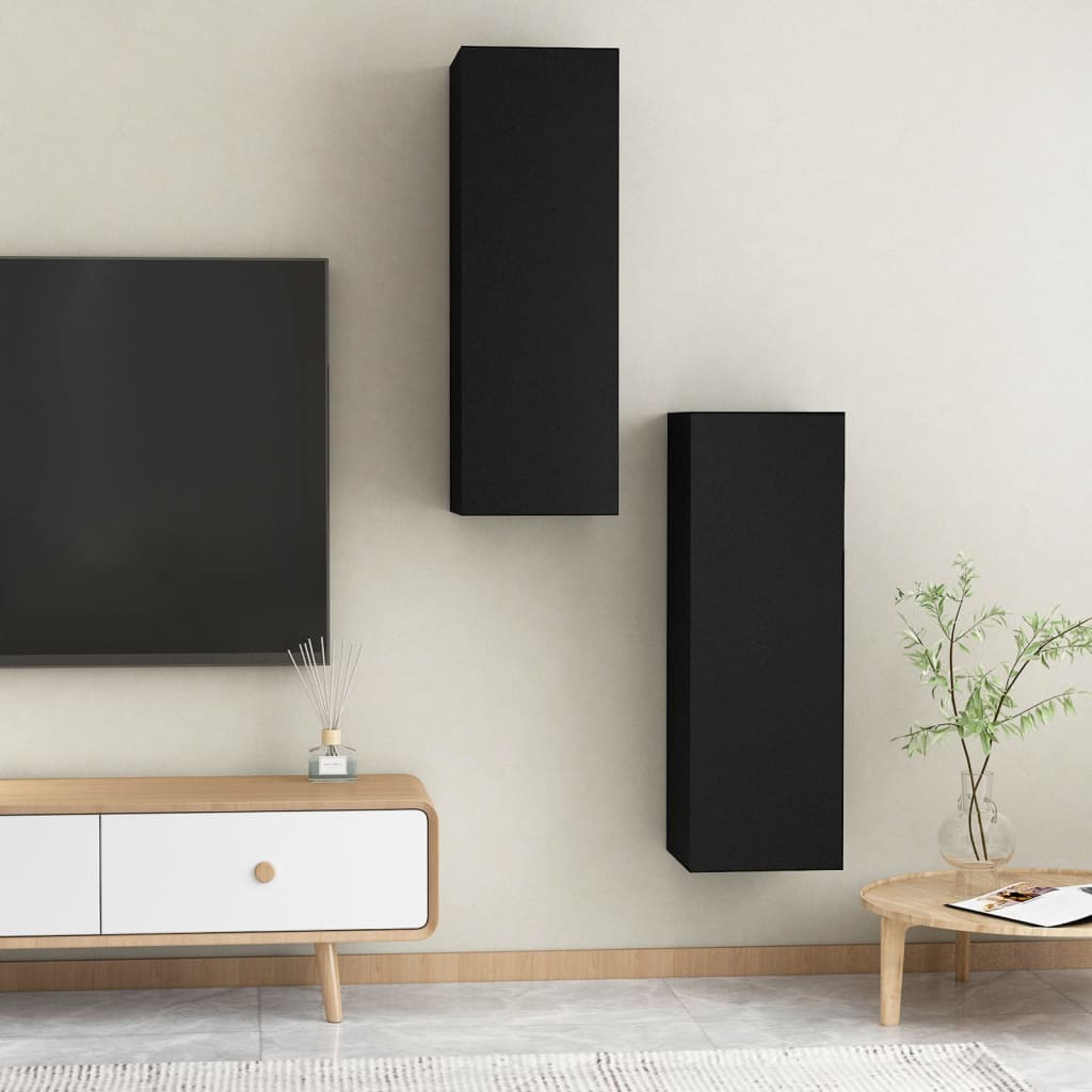 Meubles TV 2 pcs Noir 30,5x30x90 cm Bois d’ingénierie - XIOS