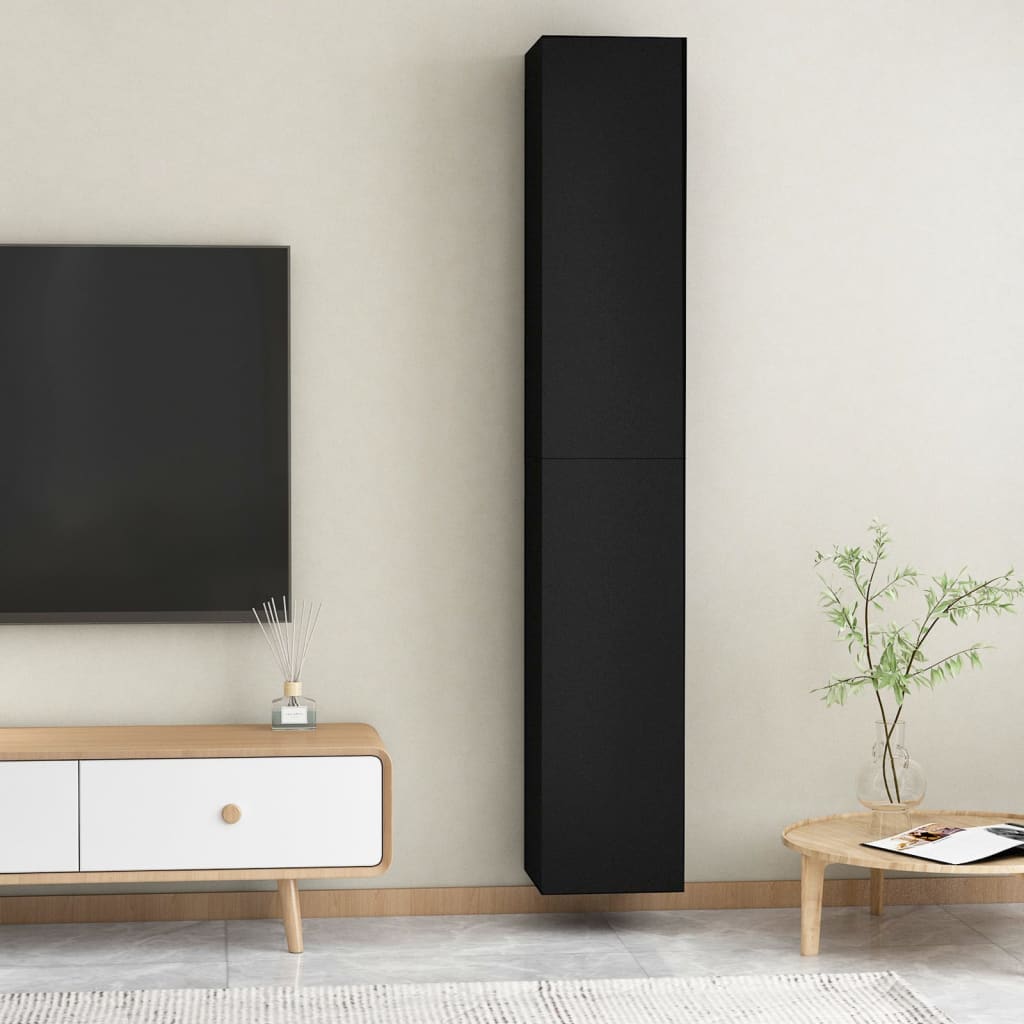 Meubles TV 2 pcs Noir 30,5x30x90 cm Bois d’ingénierie - XIOS