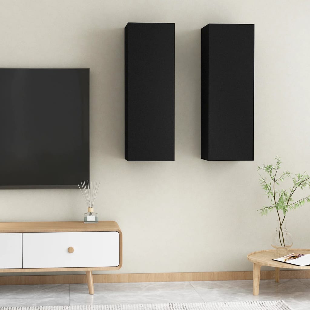 Meubles TV 2 pcs Noir 30,5x30x90 cm Bois d’ingénierie - XIOS
