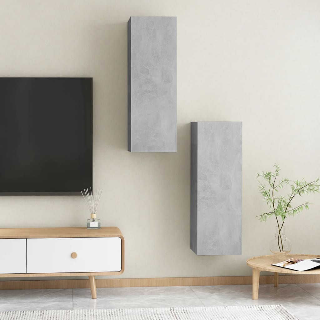Meubles TV 2 pcs Gris béton 30,5x30x90 cm Bois d’ingénierie - XIOS