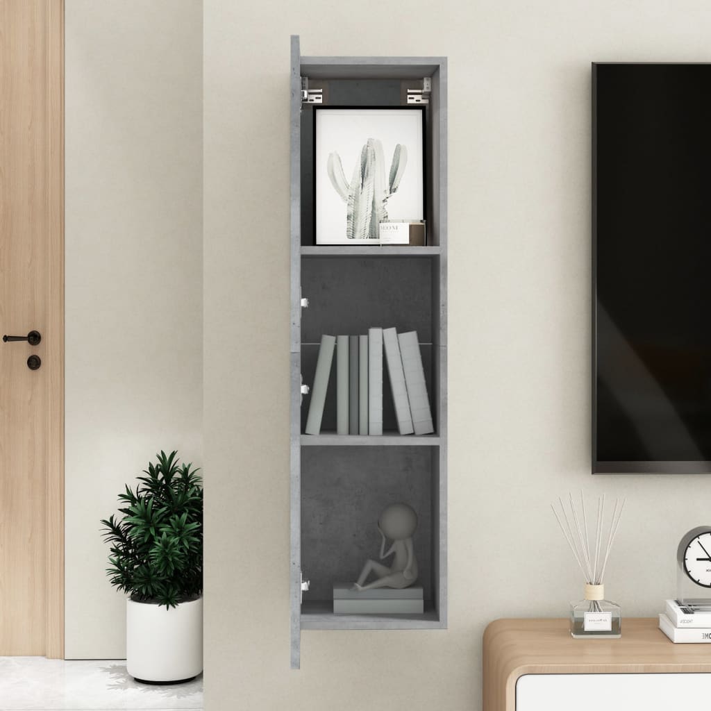 Meuble TV Gris béton 30,5x30x110 cm Bois d’ingénierie - XIOS