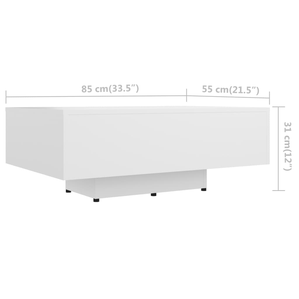Table basse Blanc 85x55x31 cm Bois d'ingénierie - XIOS