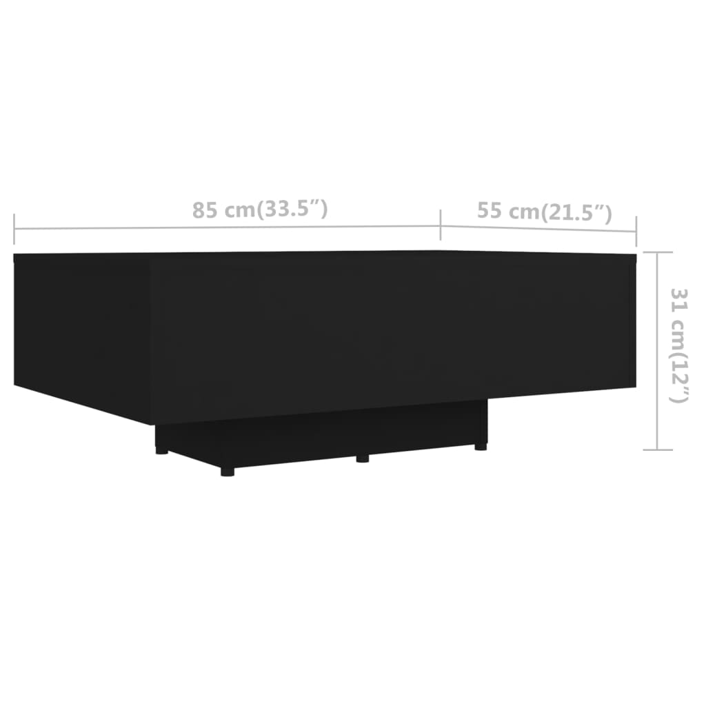 Table basse Noir 85x55x31 cm Bois d'ingénierie - XIOS