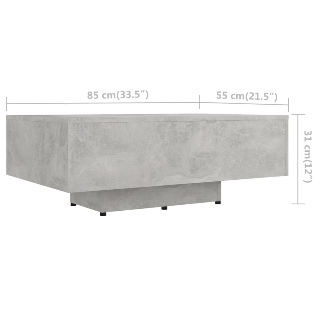 Table basse Gris béton 85x55x31 cm Bois d'ingénierie - XIOS