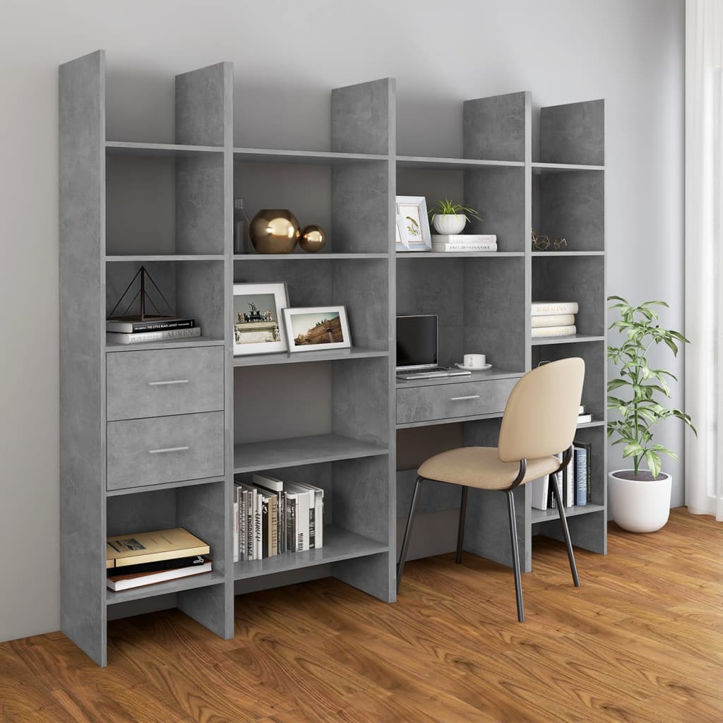 Bibliothèque Gris béton 40x35x180 cm Bois d’ingénierie Bibliothèques vidaXL