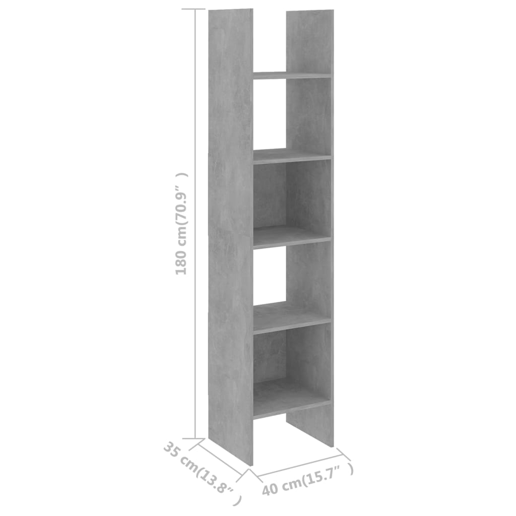 Bibliothèque Gris béton 40x35x180 cm Bois d’ingénierie Bibliothèques vidaXL
