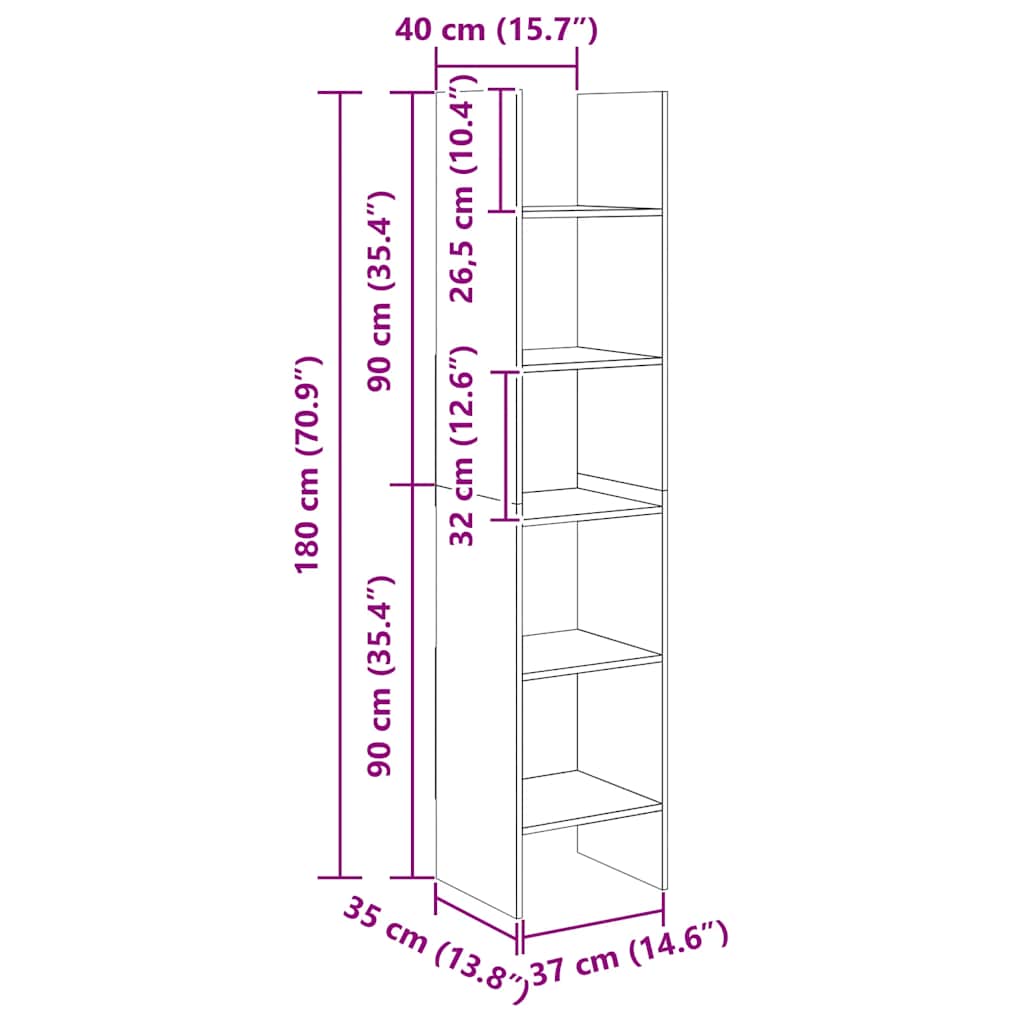 Bibliothèque Gris béton 40x35x180 cm Bois d’ingénierie - XIOS