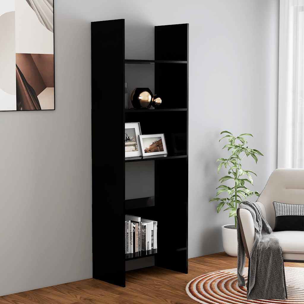 Bibliothèque Noir 60x35x180 cm Bois d’ingénierie - XIOS