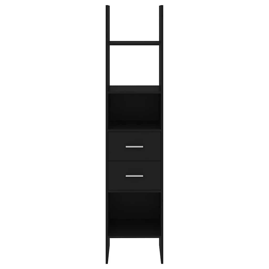 Bibliothèque Noir 40x35x180 cm Bois d’ingénierie - XIOS