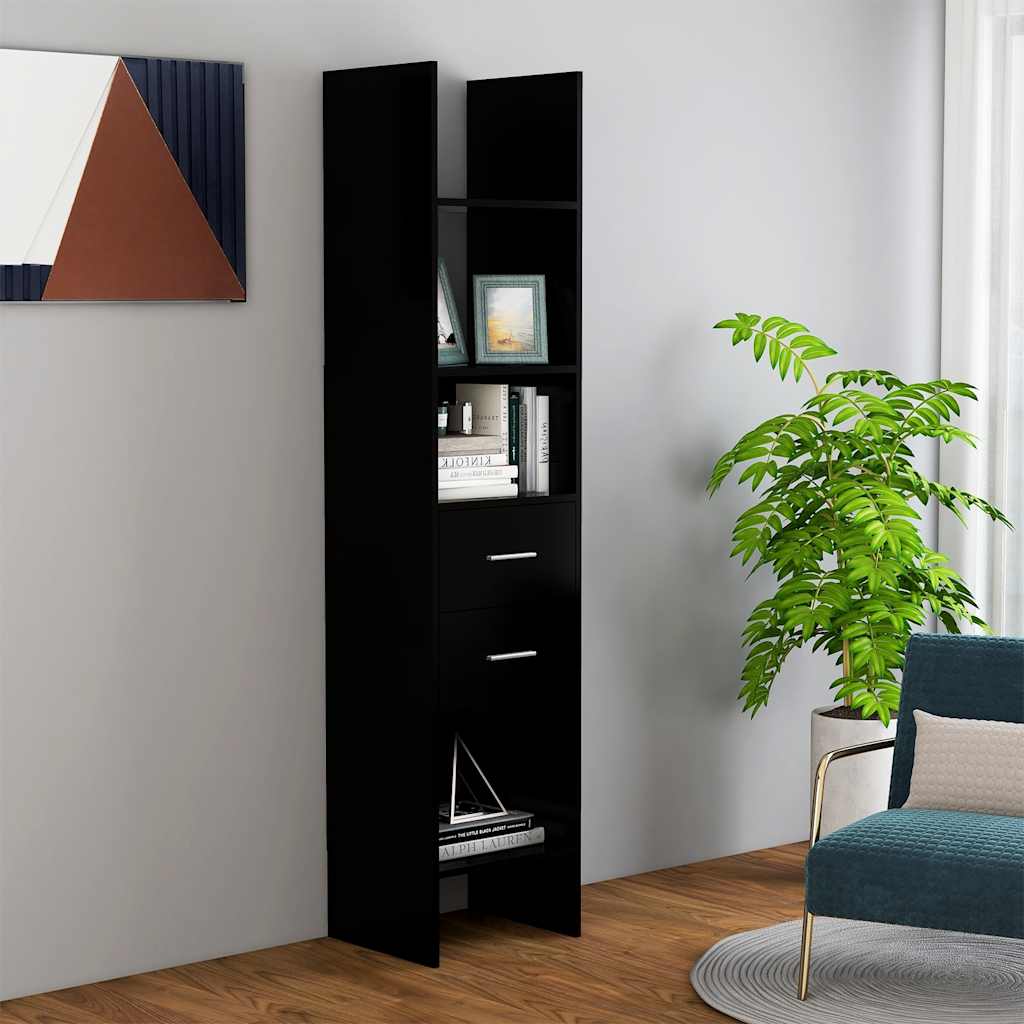Bibliothèque Noir 40x35x180 cm Bois d’ingénierie - XIOS