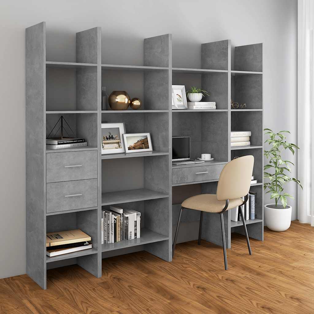 Bibliothèque Gris béton 40x35x180 cm Bois d’ingénierie - XIOS