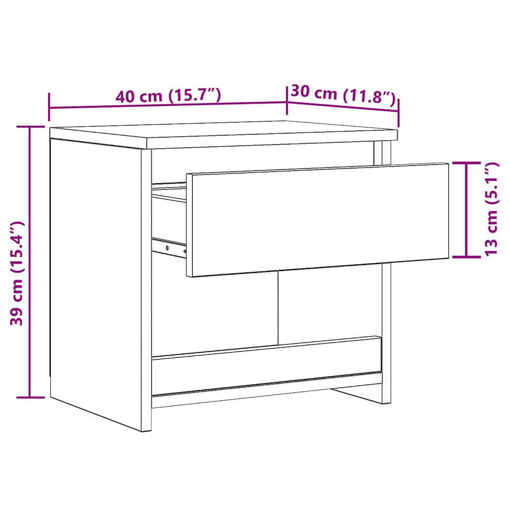 Tables de chevet 2 pcs Blanc 40x30x39 cm Bois d'ingénierie - XIOS