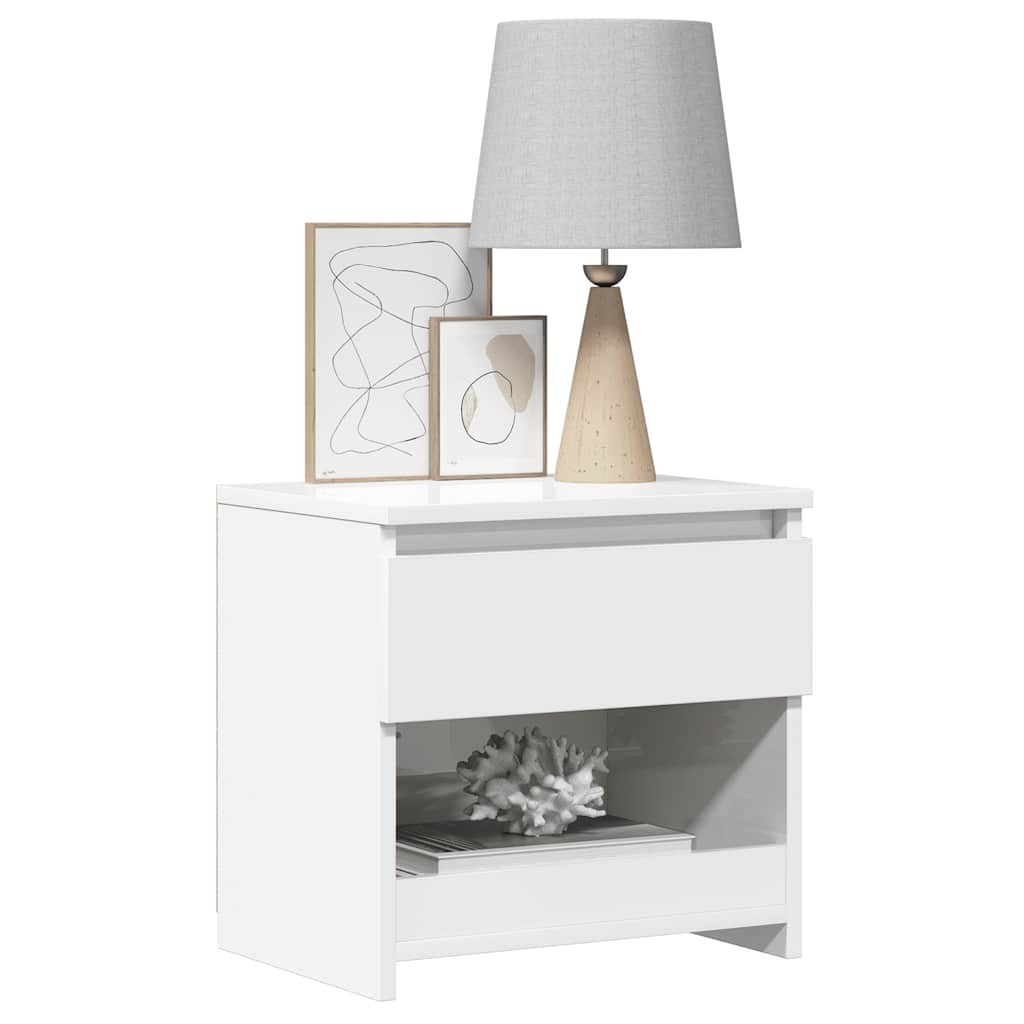 Table de chevet blanc brillant 40x30x39 cm bois d’ingénierie - XIOS