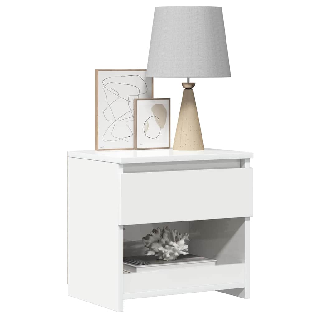 Tables de chevet 2pcs Blanc brillant 40x30x39cm Bois ingénierie - XIOS