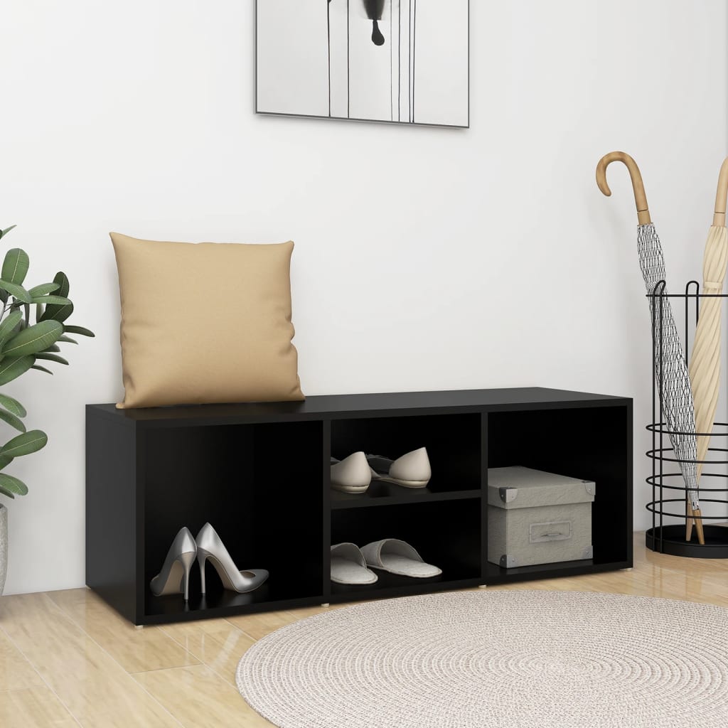 Banc à chaussures Noir 105x35x35 cm Aggloméré - XIOS