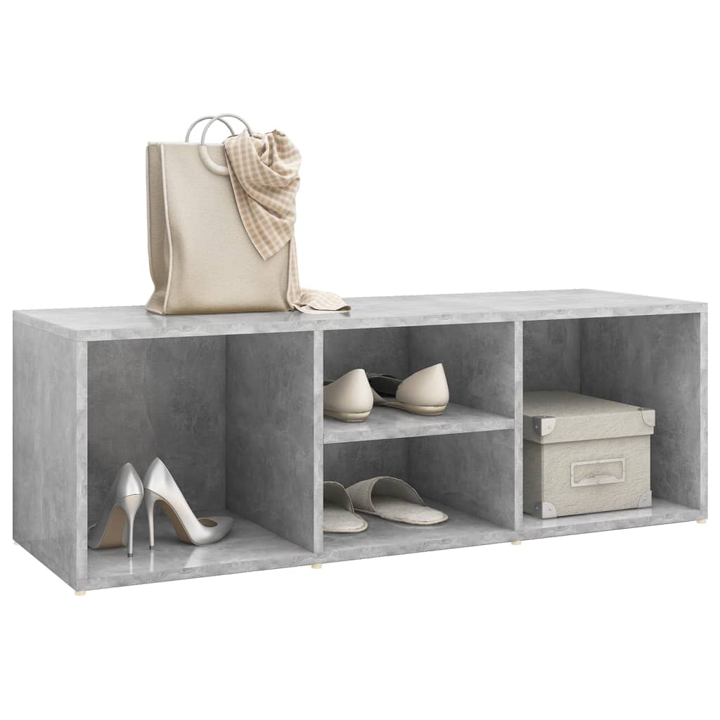 Banc à chaussures Gris béton 105x35x35 cm Aggloméré - XIOS