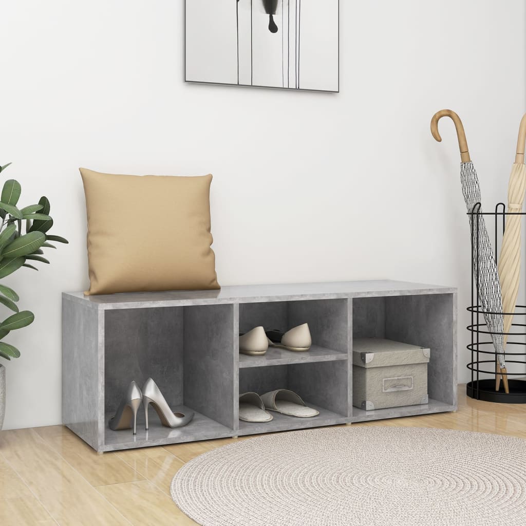 Banc à chaussures Gris béton 105x35x35 cm Aggloméré - XIOS
