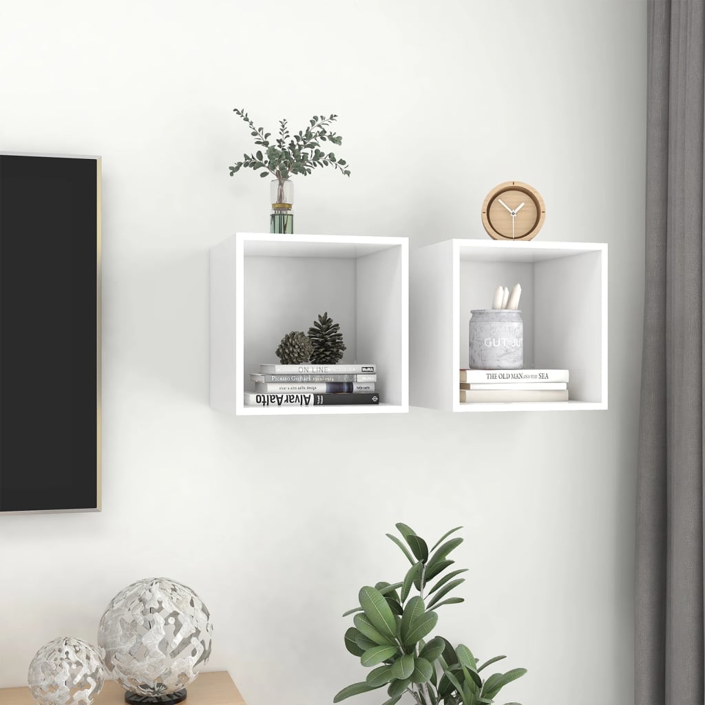 Armoires murales 2 pcs Blanc 37x37x37 cm Bois d’ingénierie - XIOS