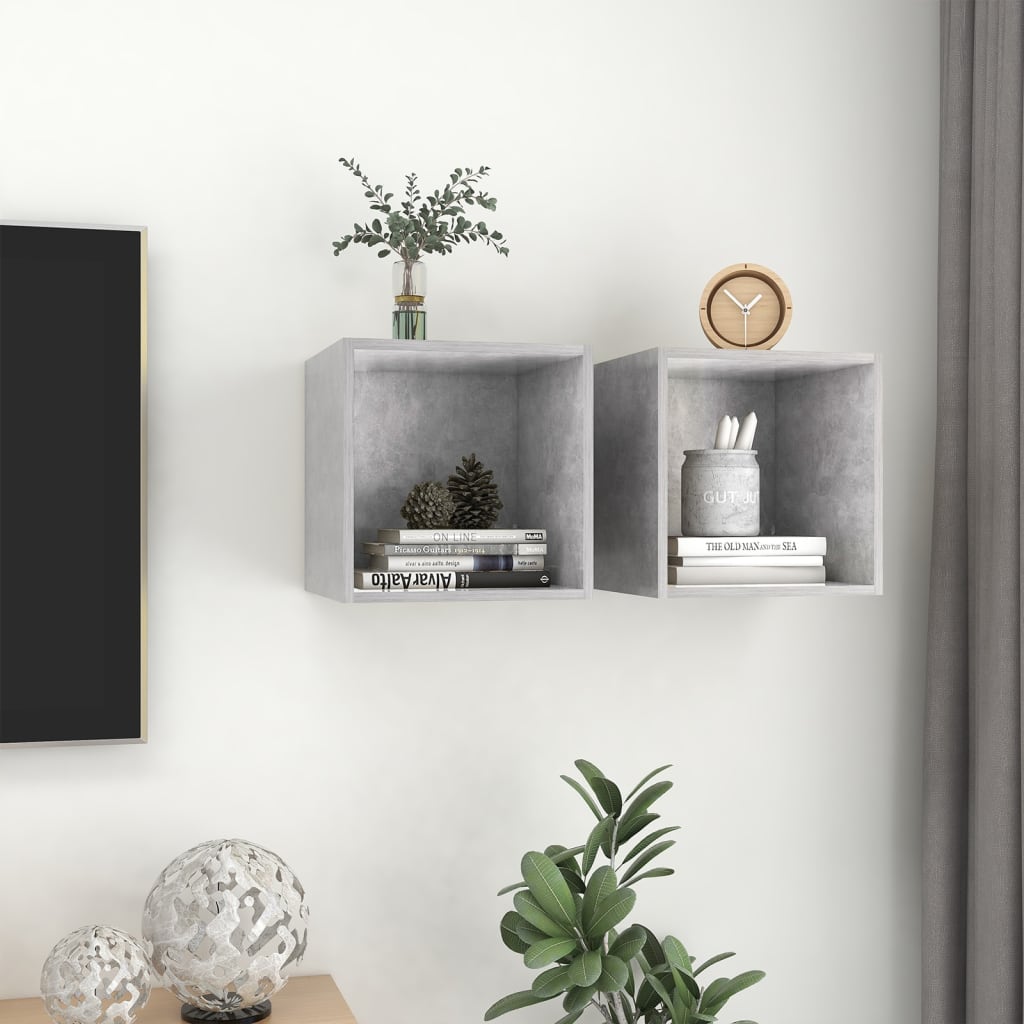 Armoires murales 2 pcs Gris béton 37x37x37 cm Bois d’ingénierie - XIOS