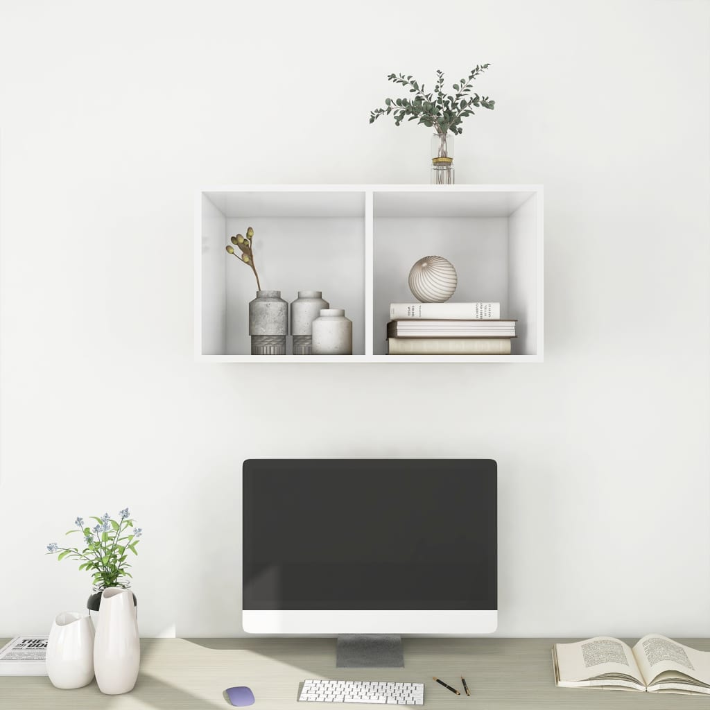 Meuble TV mural Blanc 37x37x72 cm Bois d’ingénierie - XIOS