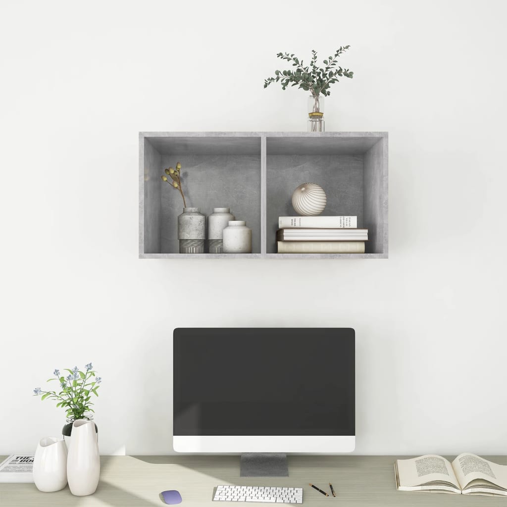 Meuble TV mural Gris béton 37x37x72 cm Bois d’ingénierie - XIOS