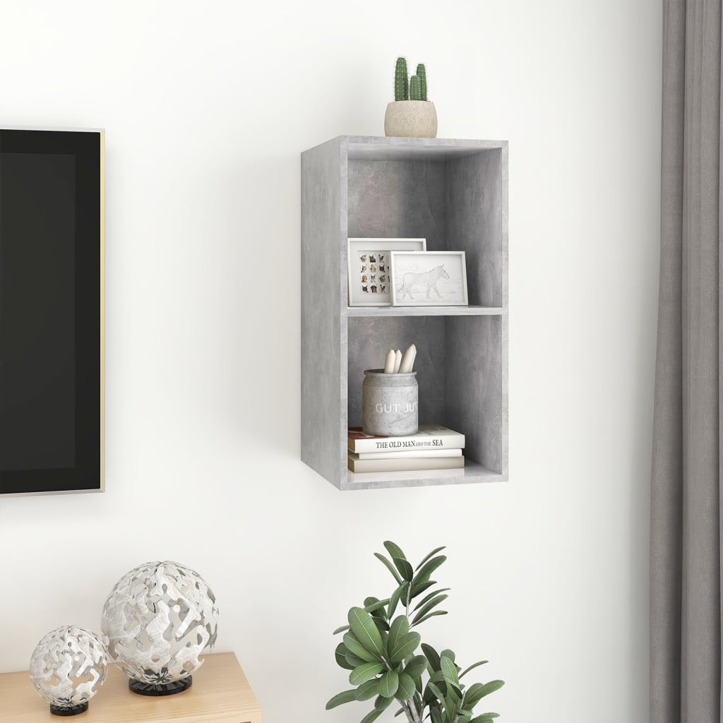Meuble TV mural Gris béton 37x37x72 cm Bois d’ingénierie - XIOS