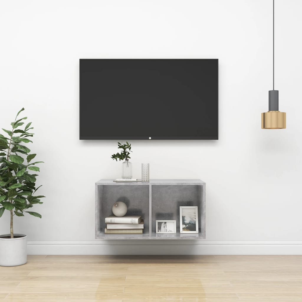Meuble TV mural Gris béton 37x37x72 cm Bois d’ingénierie - XIOS