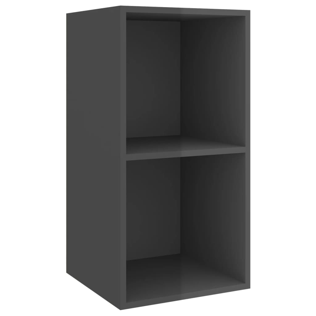 Meuble TV mural Gris brillant 37x37x72 cm Bois d’ingénierie - XIOS