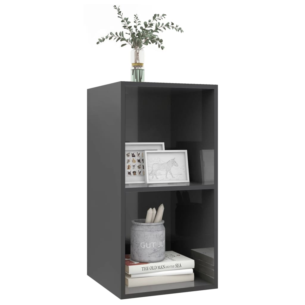 Meuble TV mural Gris brillant 37x37x72 cm Bois d’ingénierie - XIOS