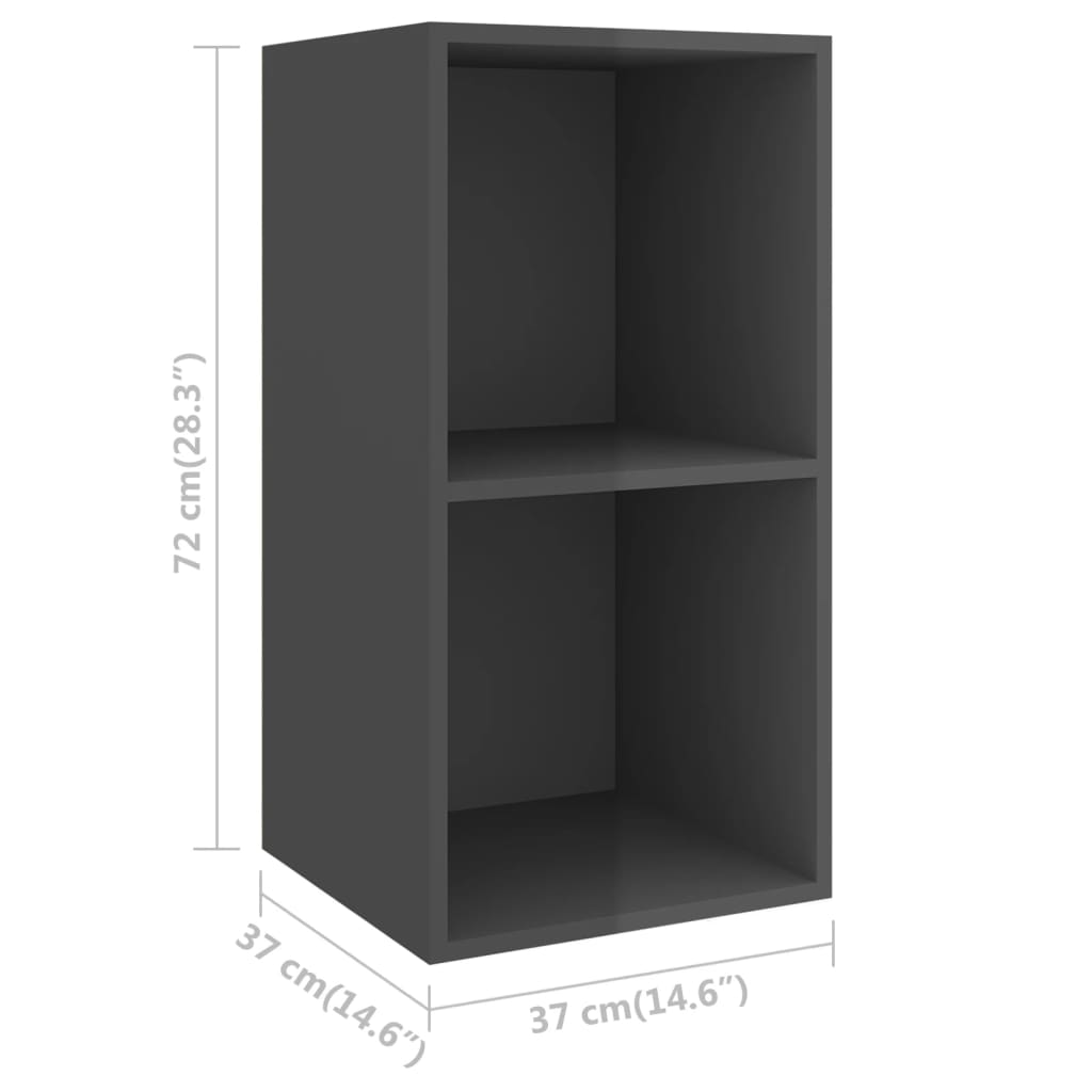 Meuble TV mural Gris brillant 37x37x72 cm Bois d’ingénierie - XIOS