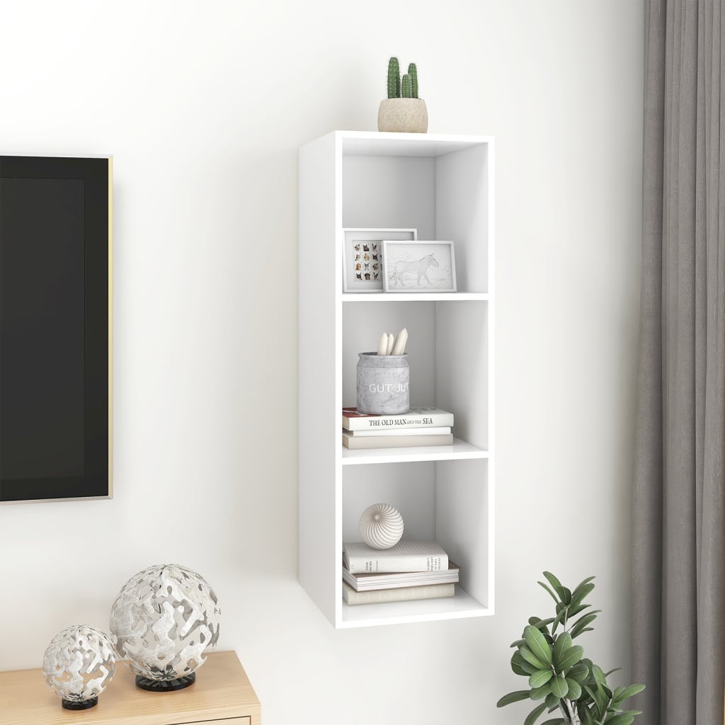 Meuble TV mural Blanc 37x37x107 cm Bois d’ingénierie - XIOS