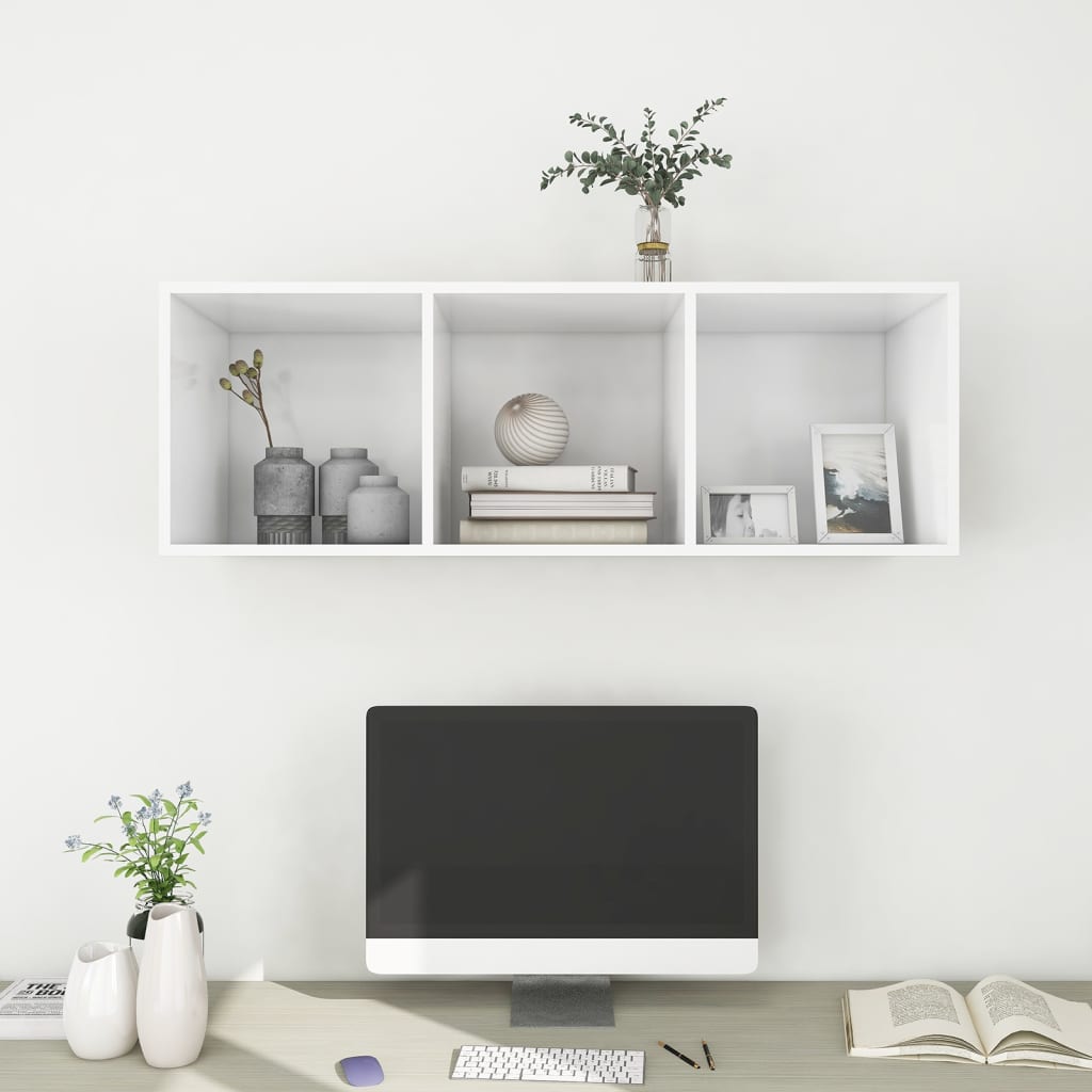 Meuble TV mural Blanc 37x37x107 cm Bois d’ingénierie - XIOS