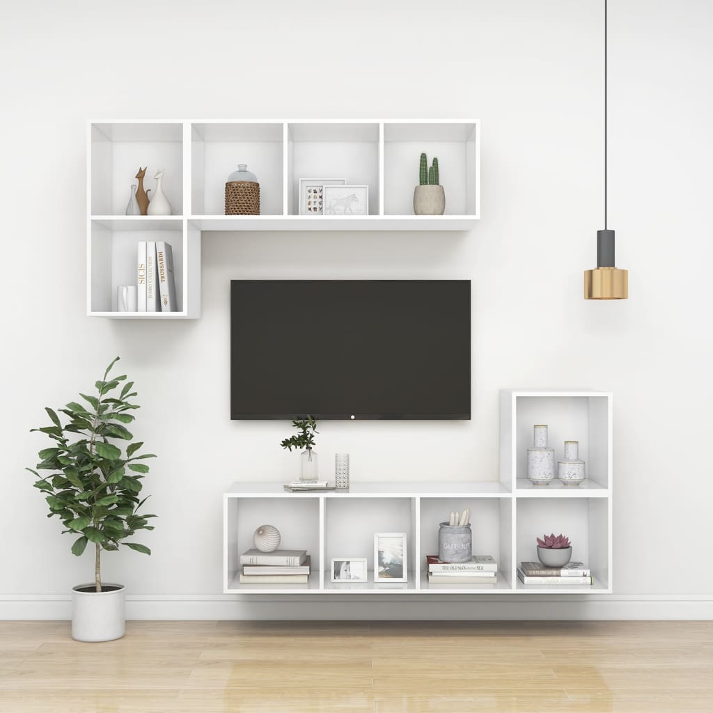 Meuble TV mural Blanc 37x37x107 cm Bois d’ingénierie - XIOS