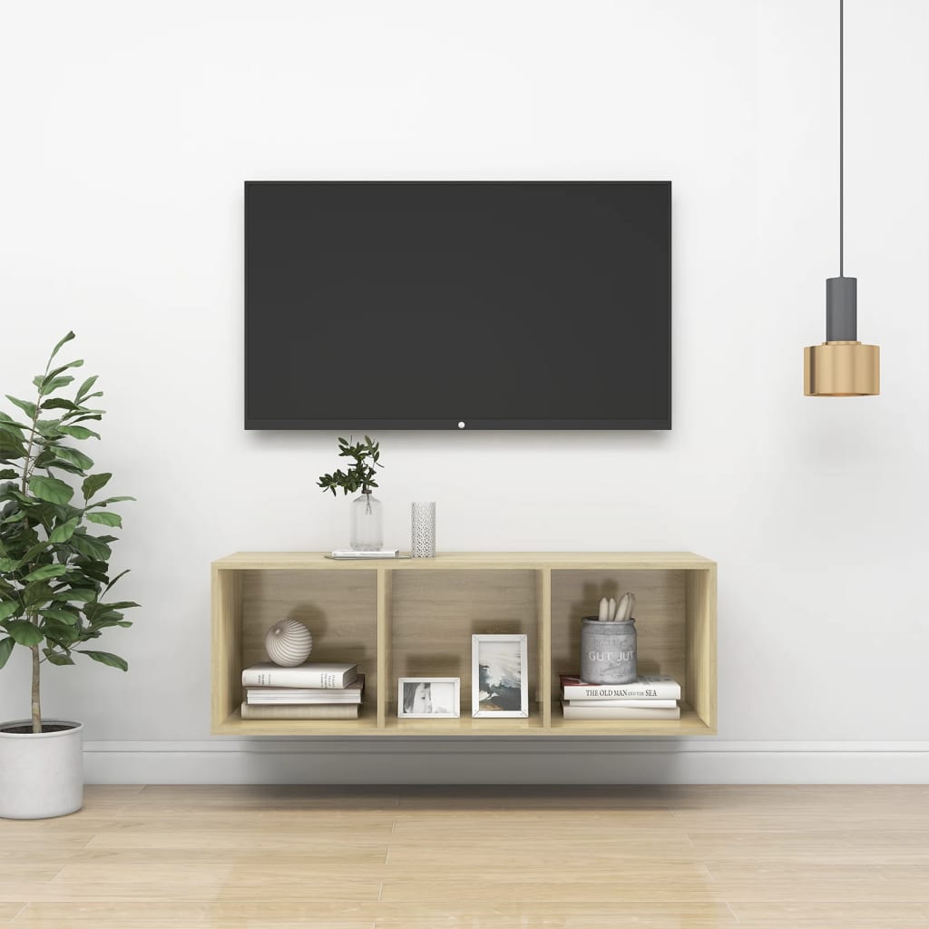Meuble TV mural Chêne sonoma 37x37x107 cm Bois d’ingénierie Meubles TV vidaXL