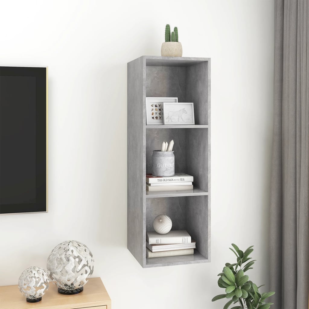 Meuble TV mural Gris béton 37x37x107 cm Bois d’ingénierie - XIOS
