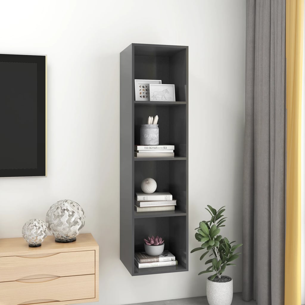 Meuble TV mural Gris 37x37x142,5 cm Bois d’ingénierie Meubles TV vidaXL   