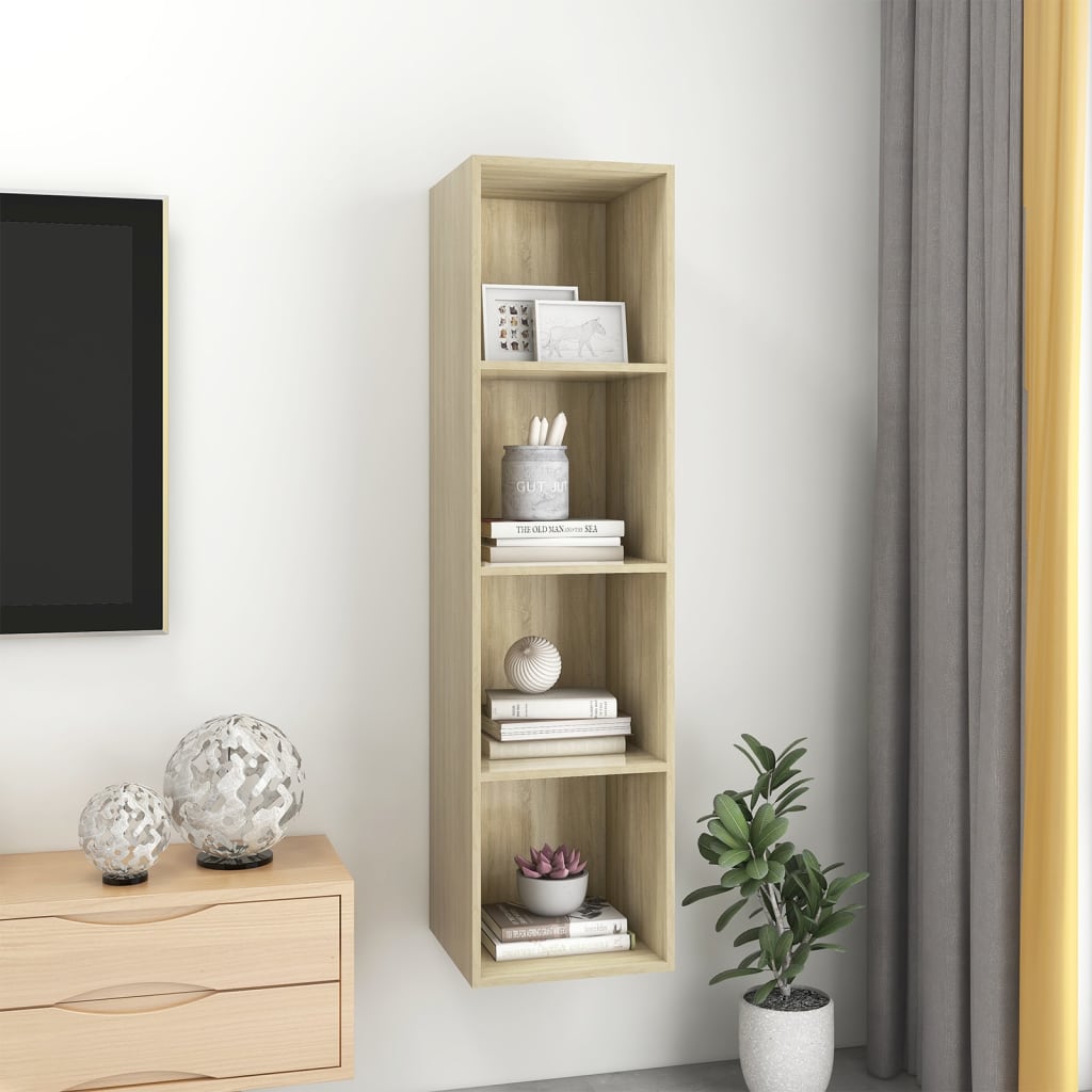 Meuble TV mural Chêne sonoma 37x37x142,5 cm Bois d’ingénierie Meubles TV vidaXL   