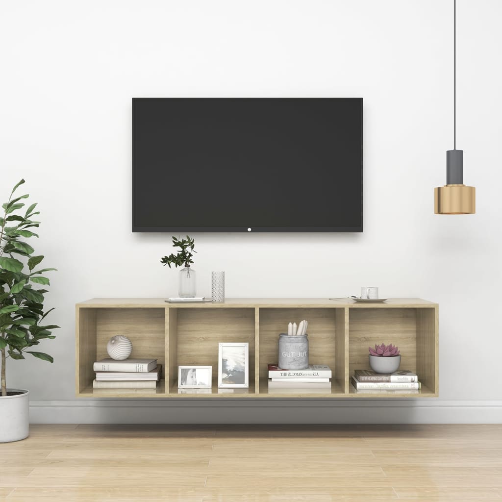 Meuble TV mural Chêne sonoma 37x37x142,5 cm Bois d’ingénierie Meubles TV vidaXL   