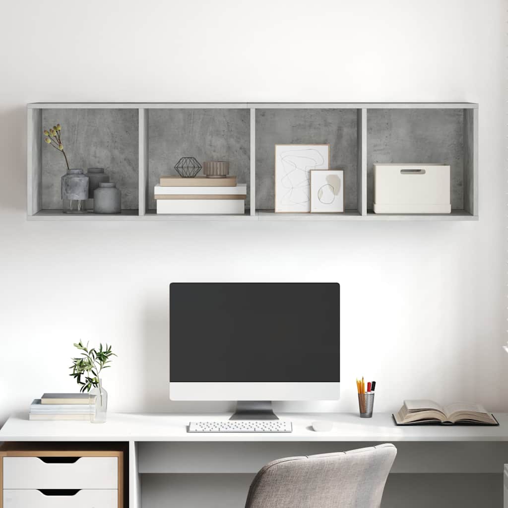 Meuble TV mural Gris béton 37x37x142,5 cm Bois d’ingénierie - XIOS