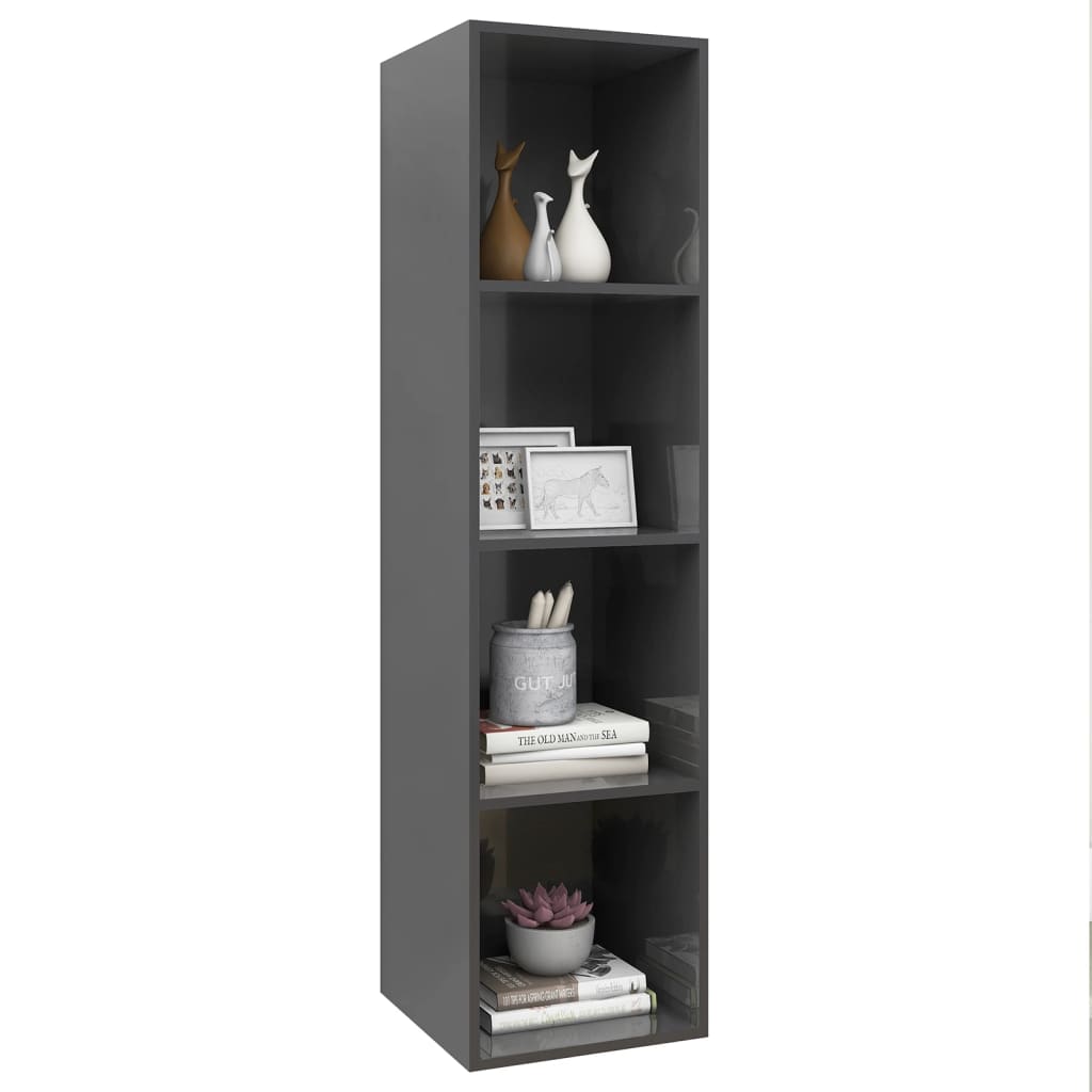 Meuble TV mural Gris brillant 37x37x142,5 cm Bois d’ingénierie Meubles TV vidaXL   