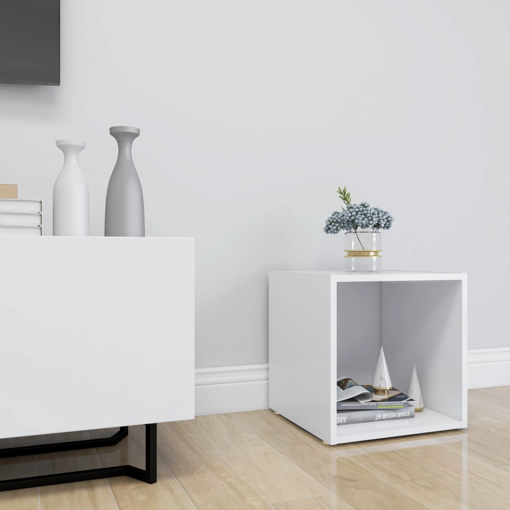 Meuble TV Blanc 37x35x37 cm Bois d’ingénierie - XIOS