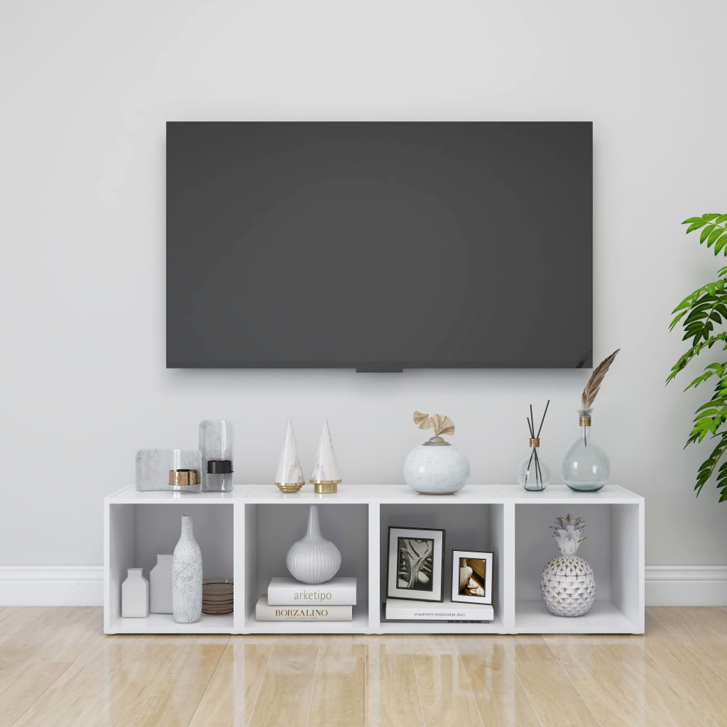 Meuble TV Blanc 37x35x37 cm Bois d’ingénierie - XIOS