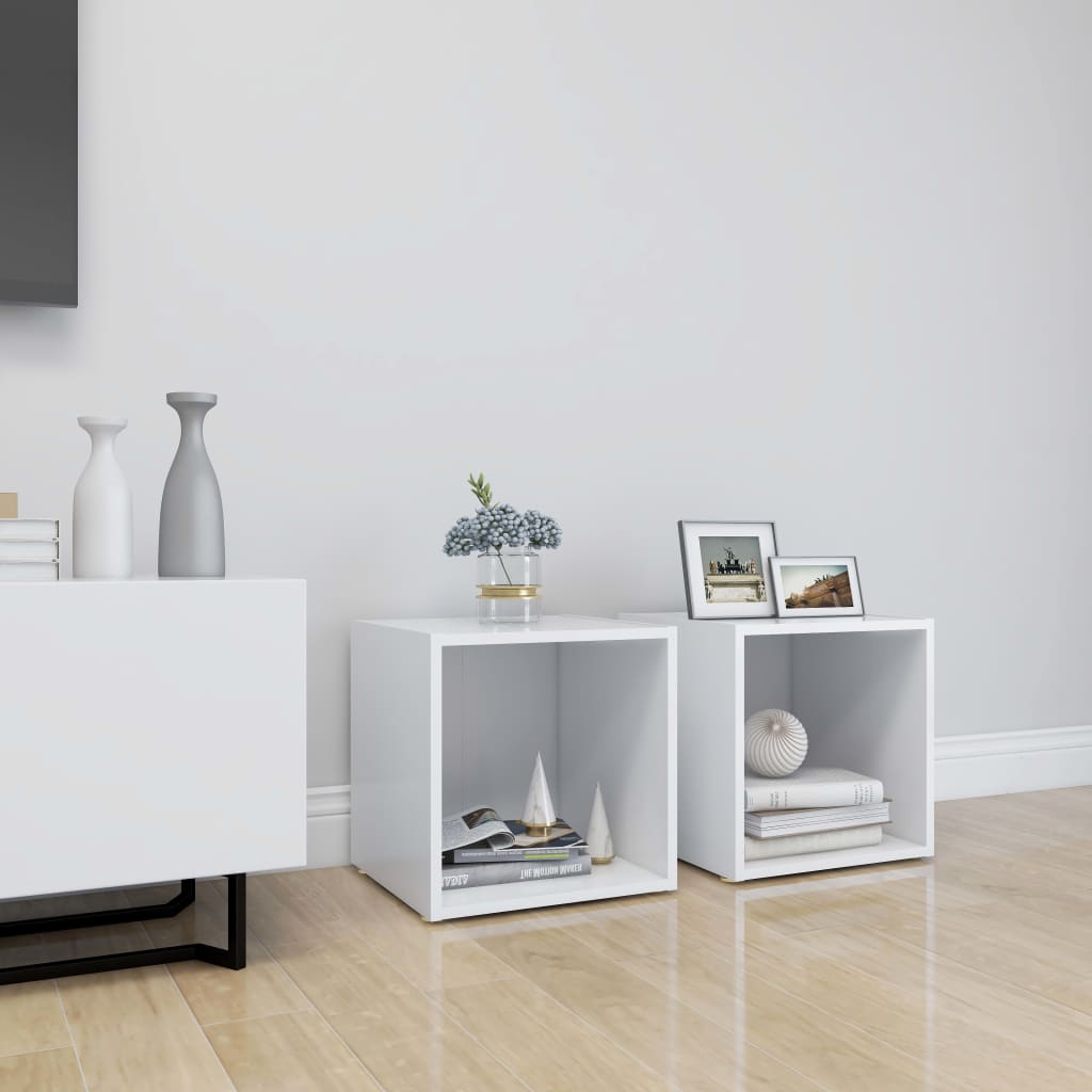 Meubles TV 2 pcs Blanc 37x35x37 cm Bois d’ingénierie - XIOS