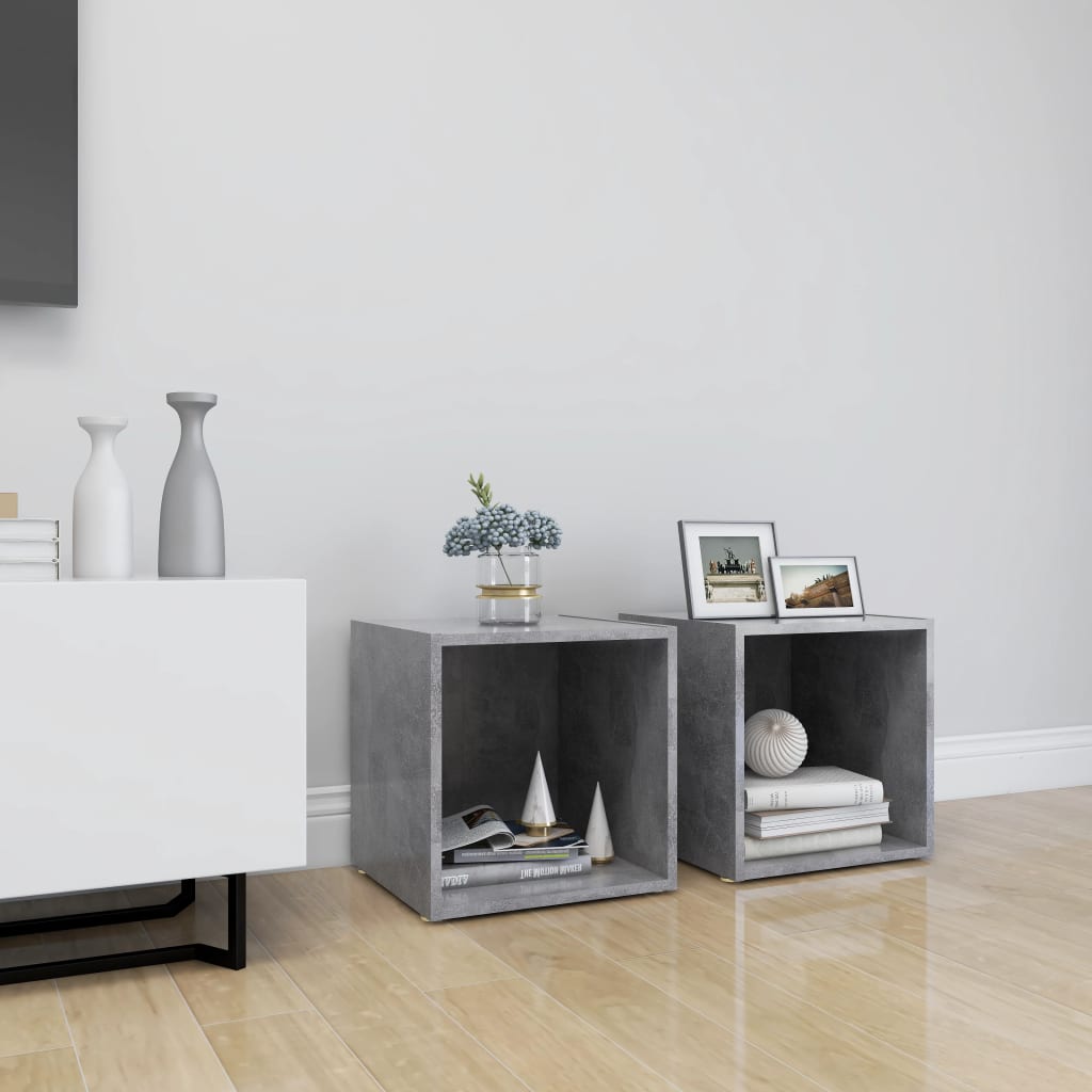 Meubles TV 2 pcs gris béton 37x35x37 cm bois d’ingénierie - XIOS