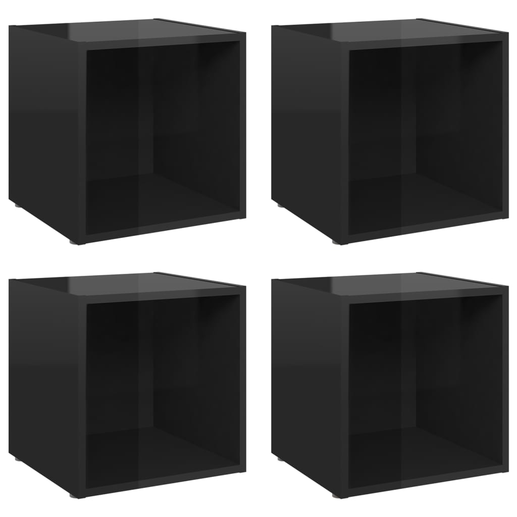 Meubles TV 4 pcs noir brillant 37x35x37 cm bois d’ingénierie - XIOS