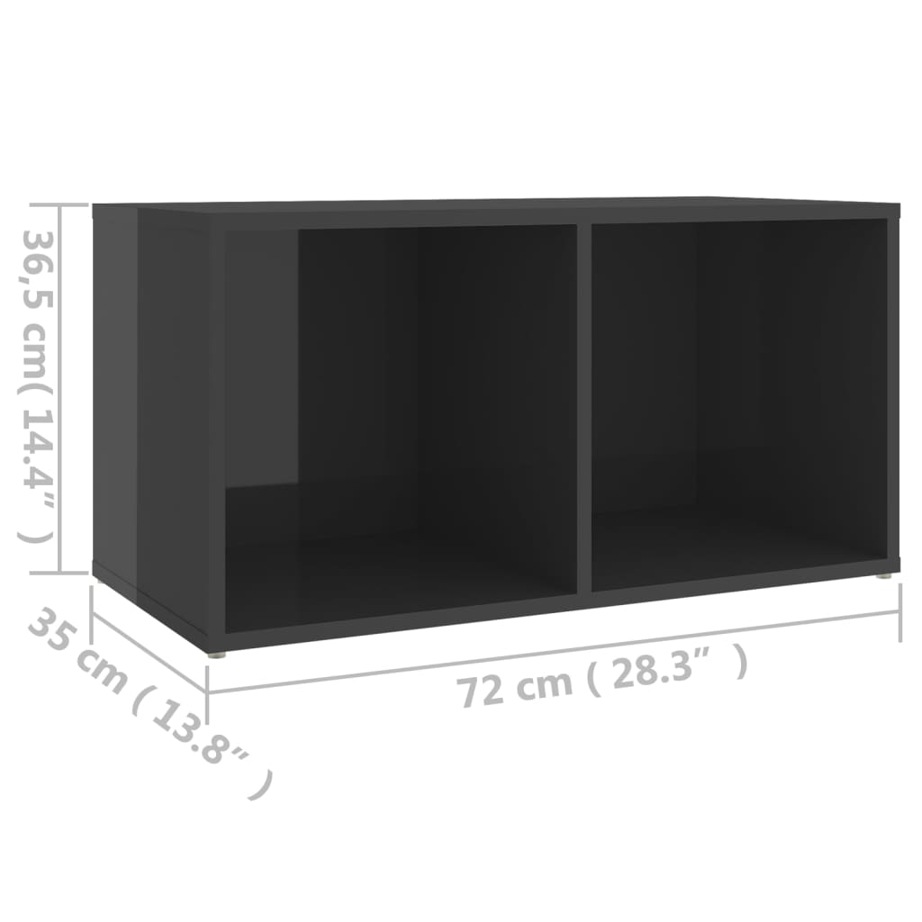 Meuble TV gris brillant 72x35x36,5 cm bois d’ingénierie - XIOS