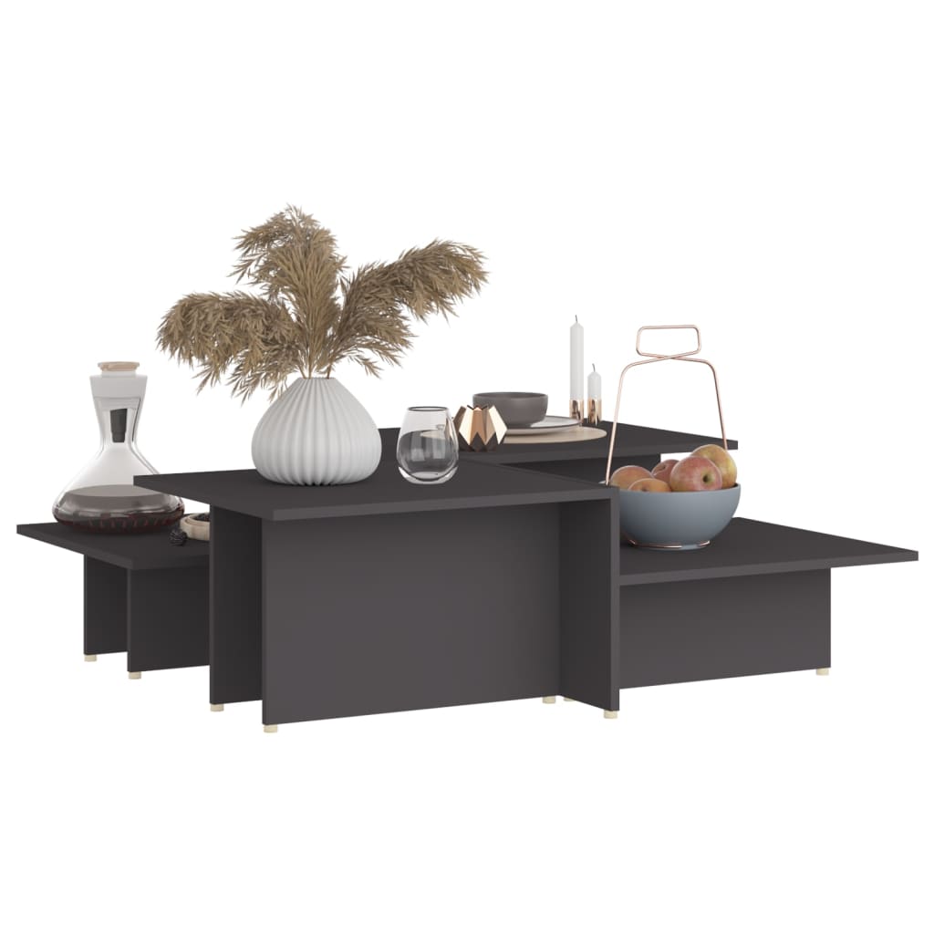 Tables basses 2 pcs Gris 111,5x50x33 cm Bois d'ingénierie - XIOS